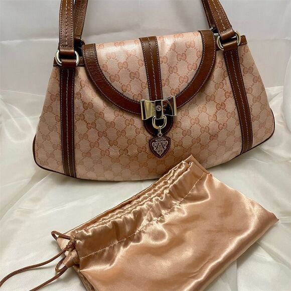 Gucci Pink Crystal Monogram Duchessa Canvas/Leather Bag - Picture 1 of 16